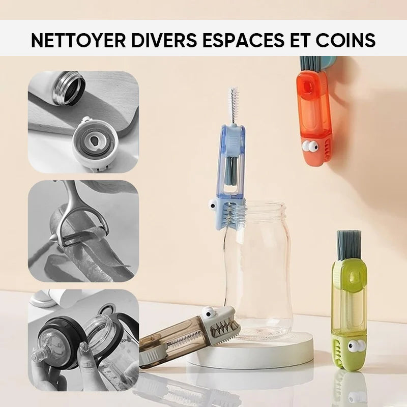 4-in-1 flexibele flesborstel krappe ruimtes